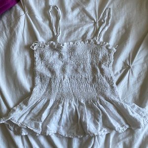 White ruffle top, size medium